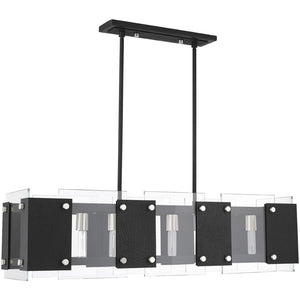 HomeRoots Eight Light Dimmable Chandelier - Modern Elegance with Cylinder Shades for Warm, Ambient Illumination 687425