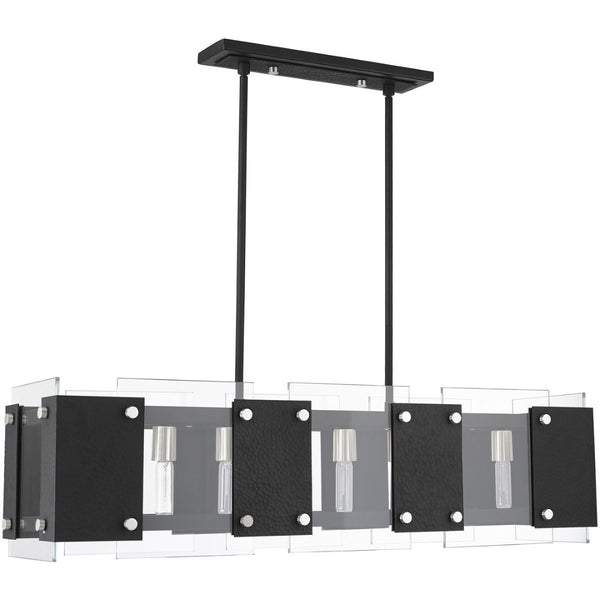 HomeRoots Eight Light Dimmable Chandelier - Modern Elegance with Cylinder Shades for Warm, Ambient Illumination 687425