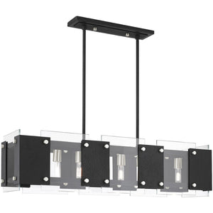 HomeRoots Eight Light Dimmable Chandelier - Modern Elegance with Cylinder Shades for Warm, Ambient Illumination 687425