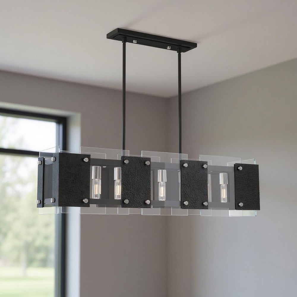 HomeRoots Eight Light Dimmable Chandelier - Modern Elegance with Cylinder Shades for Warm, Ambient Illumination 687425