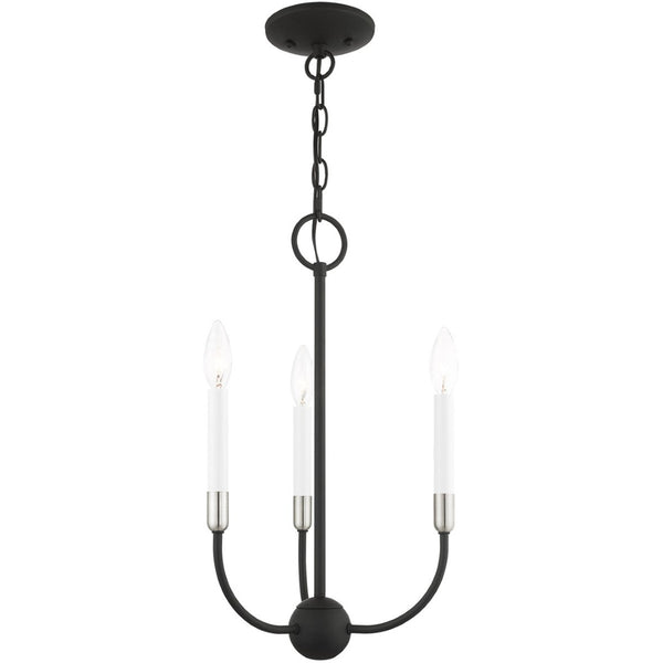 HomeRoots Black Modern Three-Light Dimmable Chandelier with Elegant Cylindrical Shades for Cozy Ambiance 687426