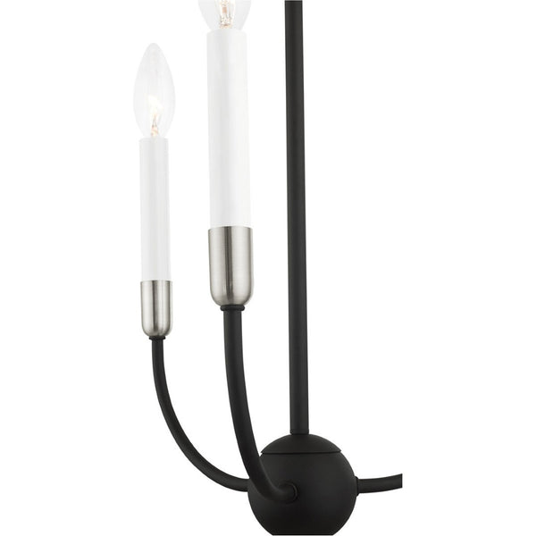 HomeRoots Black Modern Three-Light Dimmable Chandelier with Elegant Cylindrical Shades for Cozy Ambiance 687426
