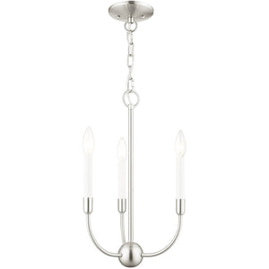 HomeRoots Nickel Three-Light Dimmable Chandelier - Modern Steel Shades, Stylish Home Illumination Fixture 687427