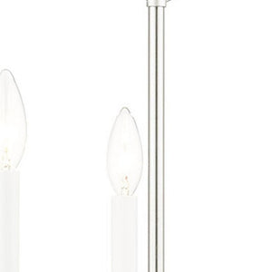 HomeRoots Nickel Three-Light Dimmable Chandelier - Modern Steel Shades, Stylish Home Illumination Fixture 687427