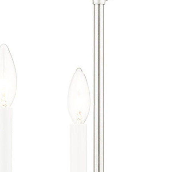 HomeRoots Nickel Three-Light Dimmable Chandelier - Modern Steel Shades, Stylish Home Illumination Fixture 687427