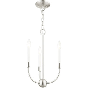 HomeRoots Nickel Three-Light Dimmable Chandelier - Modern Steel Shades, Stylish Home Illumination Fixture 687427