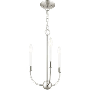 HomeRoots Nickel Three-Light Dimmable Chandelier - Modern Steel Shades, Stylish Home Illumination Fixture 687427