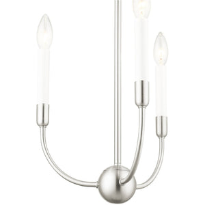 HomeRoots Nickel Three-Light Dimmable Chandelier - Modern Steel Shades, Stylish Home Illumination Fixture 687427