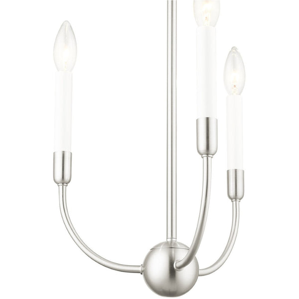HomeRoots Nickel Three-Light Dimmable Chandelier - Modern Steel Shades, Stylish Home Illumination Fixture 687427