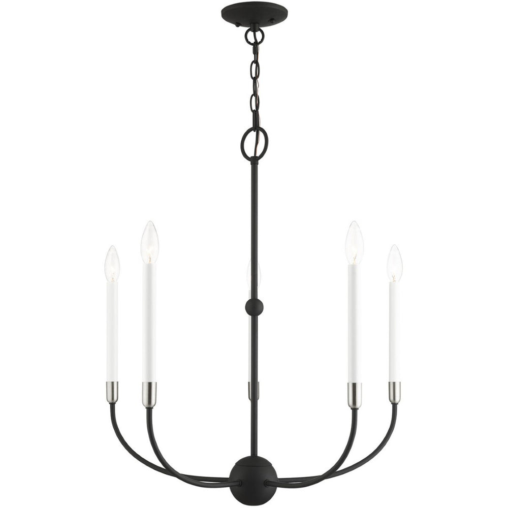 HomeRoots Five Light Dimmable Chandelier - Modern Steel Design with Adjustable Brightness for Stylish Spaces 687428