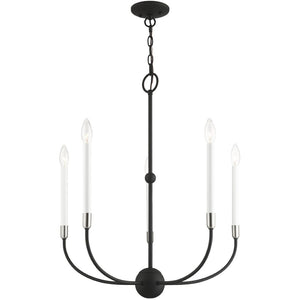 HomeRoots Five Light Dimmable Chandelier - Modern Steel Design with Adjustable Brightness for Stylish Spaces 687428
