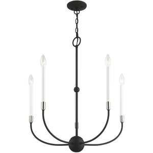 HomeRoots Five Light Dimmable Chandelier - Modern Steel Design with Adjustable Brightness for Stylish Spaces 687428