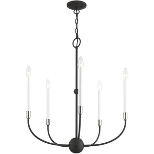 HomeRoots Five Light Dimmable Chandelier - Modern Steel Design with Adjustable Brightness for Stylish Spaces 687428