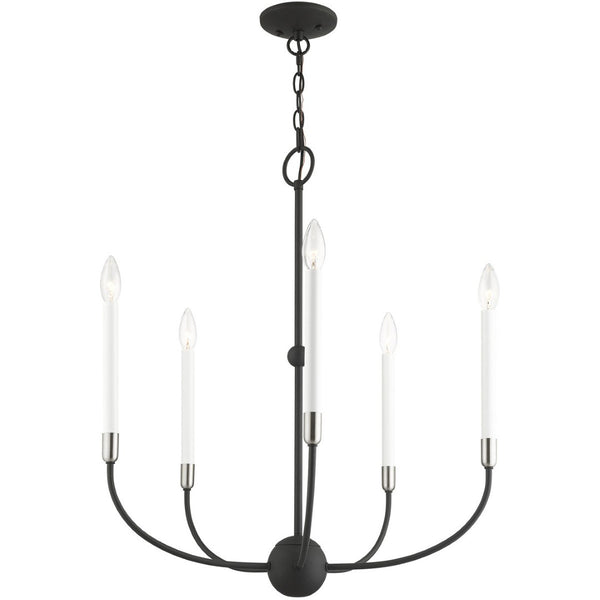 HomeRoots Five Light Dimmable Chandelier - Modern Steel Design with Adjustable Brightness for Stylish Spaces 687428