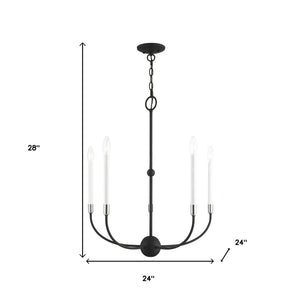 HomeRoots Five Light Dimmable Chandelier - Modern Steel Design with Adjustable Brightness for Stylish Spaces 687428