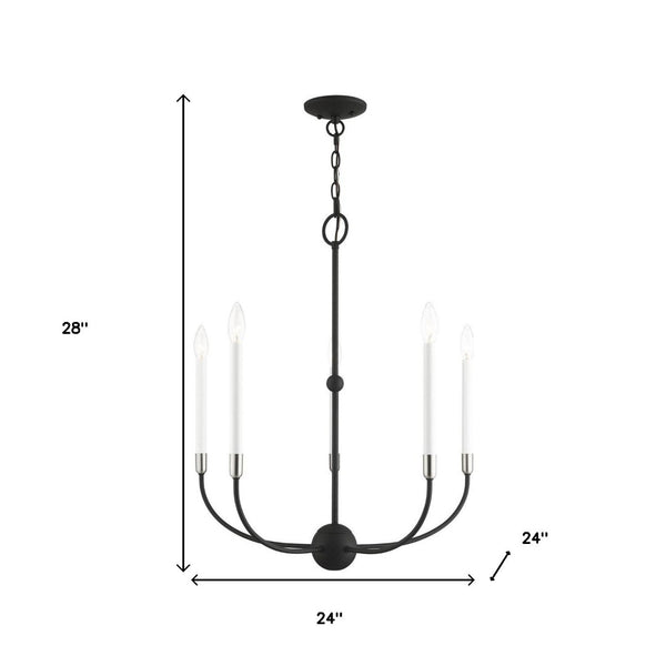 HomeRoots Five Light Dimmable Chandelier - Modern Steel Design with Adjustable Brightness for Stylish Spaces 687428