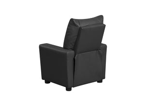 English Elm Evelyne Youth Pu Leather Recliner with Cupholder for Playroom or Bedroom Lounge Black B2749P413212