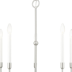 HomeRoots Five Light Dimmable Chandelier – Modern Cylindrical Shades, Steel Construction for Stylish Ambiance 687430