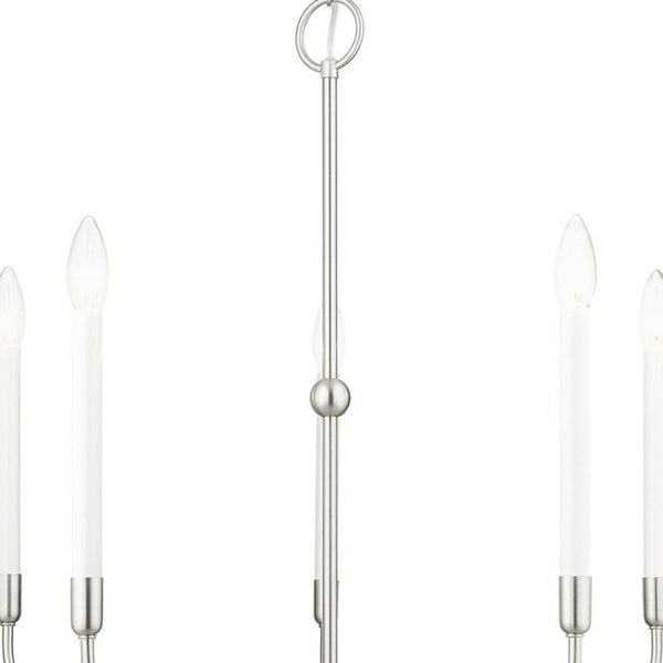 HomeRoots Five Light Dimmable Chandelier – Modern Cylindrical Shades, Steel Construction for Stylish Ambiance 687430