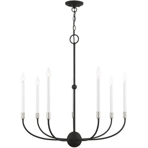 HomeRoots Seven Light Dimmable Chandelier - Modern Cylinder Design with Steel Shades for Elegant Lighting 687431