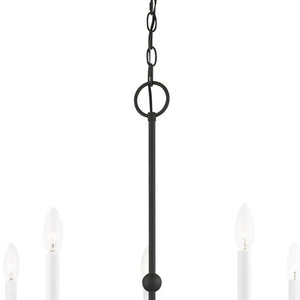 HomeRoots Seven Light Dimmable Chandelier - Modern Cylinder Design with Steel Shades for Elegant Lighting 687431