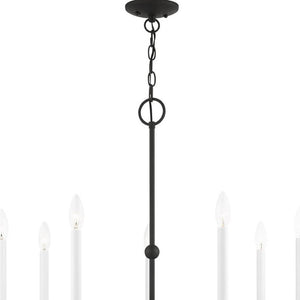 HomeRoots Seven Light Dimmable Chandelier - Modern Cylinder Design with Steel Shades for Elegant Lighting 687431