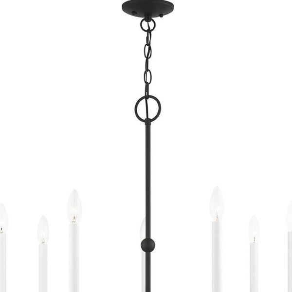 HomeRoots Seven Light Dimmable Chandelier - Modern Cylinder Design with Steel Shades for Elegant Lighting 687431
