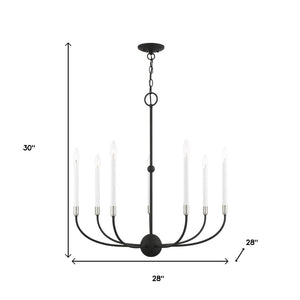 HomeRoots Seven Light Dimmable Chandelier - Modern Cylinder Design with Steel Shades for Elegant Lighting 687431