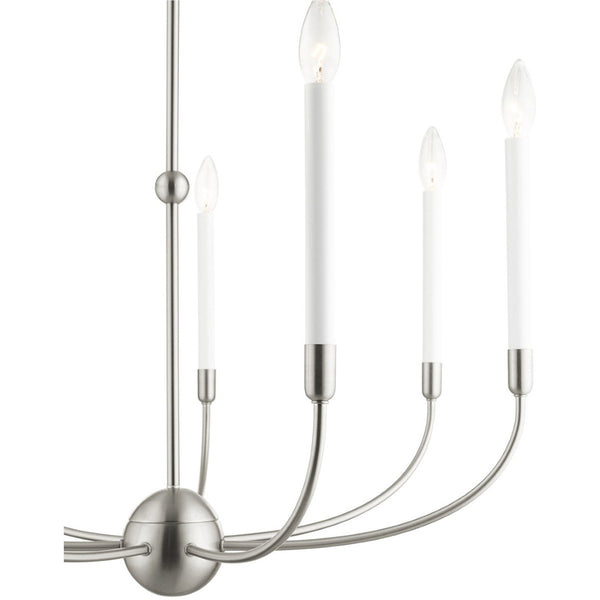 HomeRoots Seven Light Dimmable Chandelier - Modern Steel Design with Cylindrical Shades for Any Space 687432