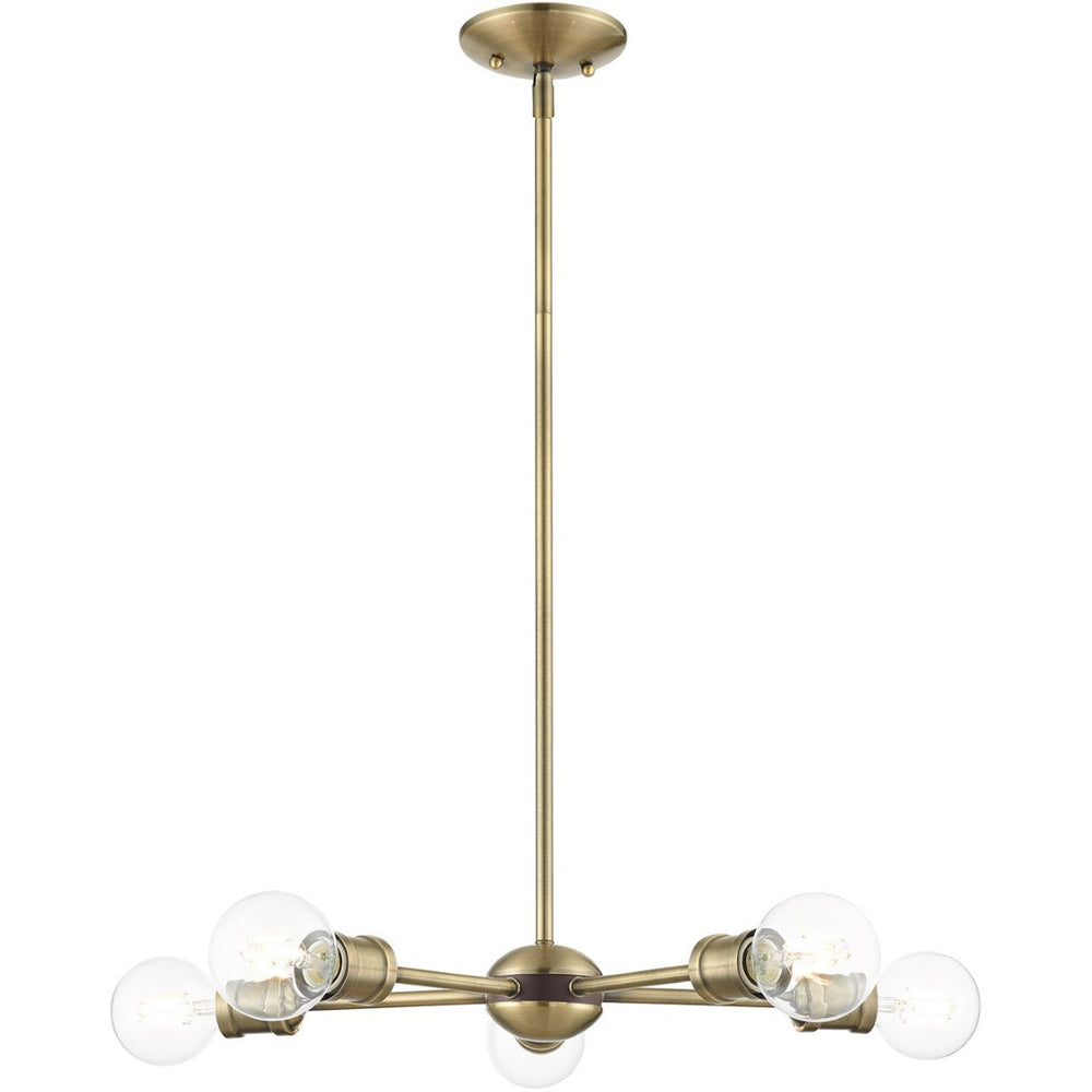HomeRoots Five Light Dimmable Chandelier: Modern Cylindrical Shades for Elegant Illumination in Any Room 687433