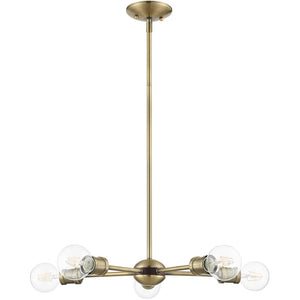 HomeRoots Five Light Dimmable Chandelier: Modern Cylindrical Shades for Elegant Illumination in Any Room 687433