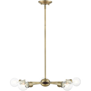 HomeRoots Five Light Dimmable Chandelier: Modern Cylindrical Shades for Elegant Illumination in Any Room 687433