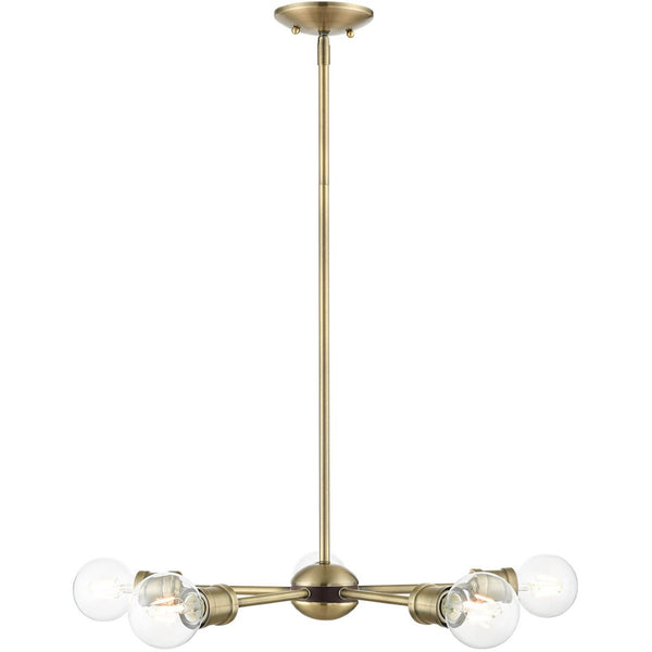 HomeRoots Five Light Dimmable Chandelier: Modern Cylindrical Shades for Elegant Illumination in Any Room 687433