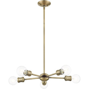 HomeRoots Five Light Dimmable Chandelier: Modern Cylindrical Shades for Elegant Illumination in Any Room 687433