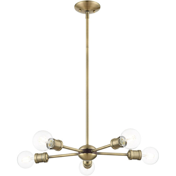 HomeRoots Five Light Dimmable Chandelier: Modern Cylindrical Shades for Elegant Illumination in Any Room 687433