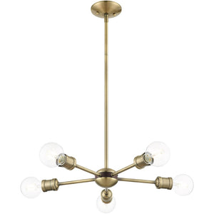 HomeRoots Five Light Dimmable Chandelier: Modern Cylindrical Shades for Elegant Illumination in Any Room 687433