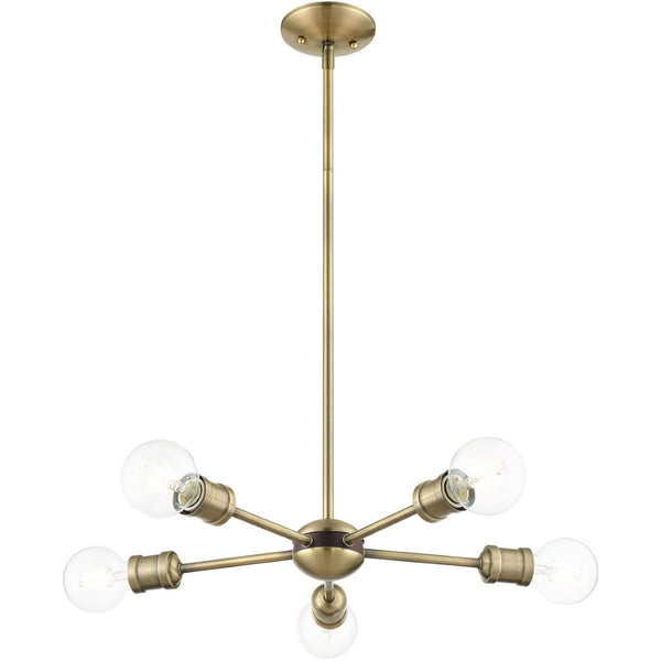 HomeRoots Five Light Dimmable Chandelier: Modern Cylindrical Shades for Elegant Illumination in Any Room 687433