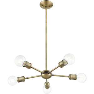 HomeRoots Five Light Dimmable Chandelier: Modern Cylindrical Shades for Elegant Illumination in Any Room 687433