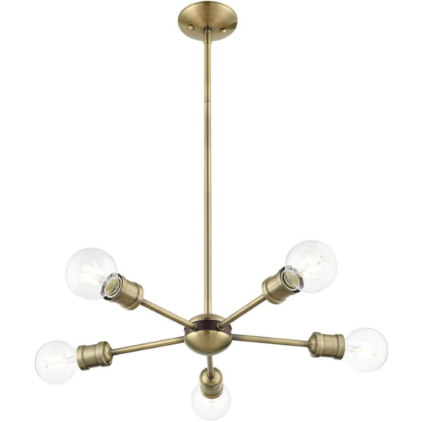 HomeRoots Five Light Dimmable Chandelier: Modern Cylindrical Shades for Elegant Illumination in Any Room 687433