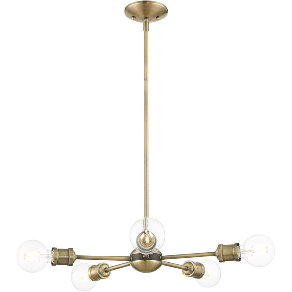 HomeRoots Five Light Dimmable Chandelier: Modern Cylindrical Shades for Elegant Illumination in Any Room 687433