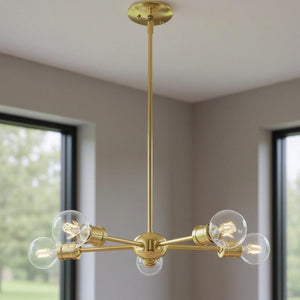 HomeRoots Five Light Dimmable Chandelier with Cylinder Shades - Modern Design for Stylish Ambient Lighting 687434