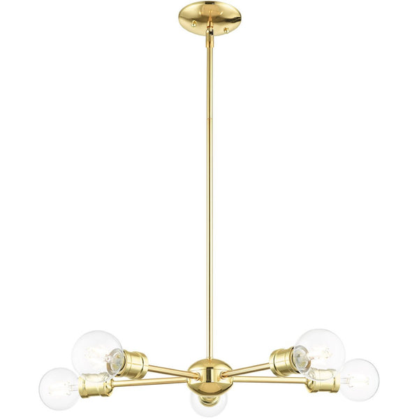 HomeRoots Five Light Dimmable Chandelier with Cylinder Shades - Modern Design for Stylish Ambient Lighting 687434