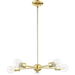 HomeRoots Five Light Dimmable Chandelier with Cylinder Shades - Modern Design for Stylish Ambient Lighting 687434