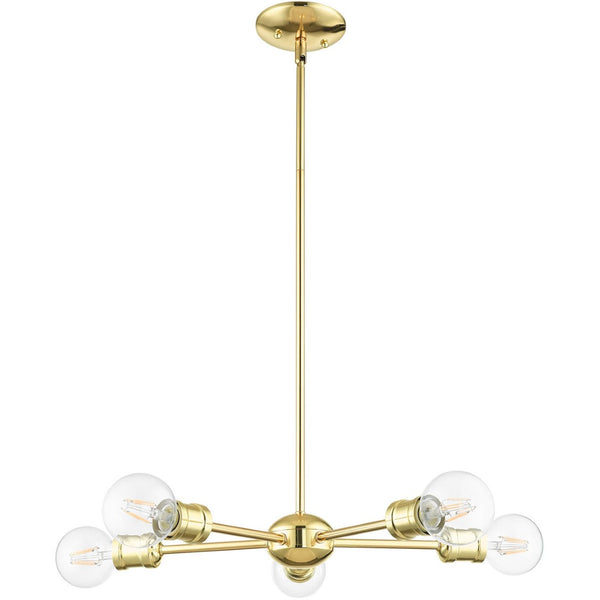 HomeRoots Five Light Dimmable Chandelier with Cylinder Shades - Modern Design for Stylish Ambient Lighting 687434
