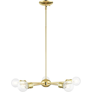 HomeRoots Five Light Dimmable Chandelier with Cylinder Shades - Modern Design for Stylish Ambient Lighting 687434