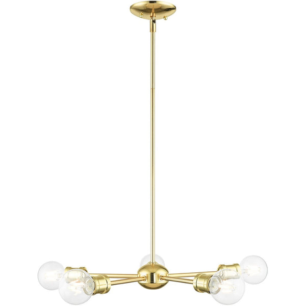 HomeRoots Five Light Dimmable Chandelier with Cylinder Shades - Modern Design for Stylish Ambient Lighting 687434