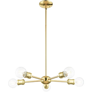 HomeRoots Five Light Dimmable Chandelier with Cylinder Shades - Modern Design for Stylish Ambient Lighting 687434