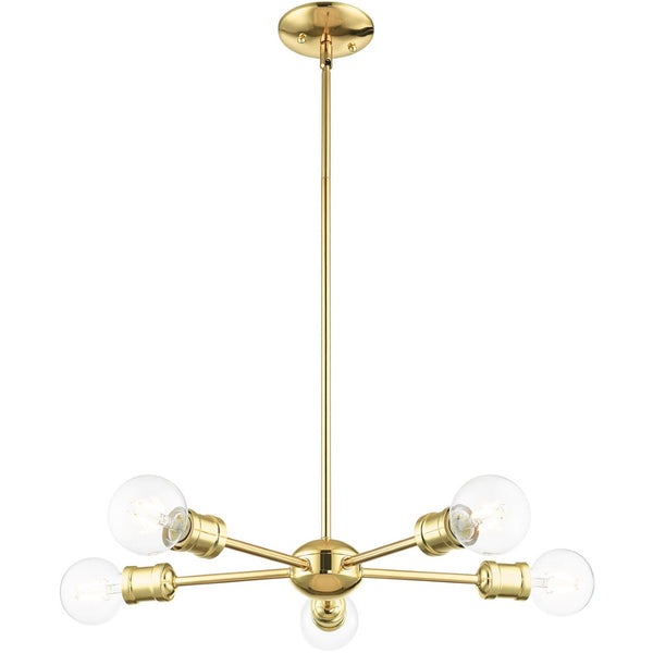 HomeRoots Five Light Dimmable Chandelier with Cylinder Shades - Modern Design for Stylish Ambient Lighting 687434