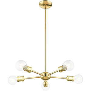 HomeRoots Five Light Dimmable Chandelier with Cylinder Shades - Modern Design for Stylish Ambient Lighting 687434