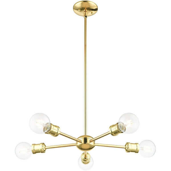 HomeRoots Five Light Dimmable Chandelier with Cylinder Shades - Modern Design for Stylish Ambient Lighting 687434